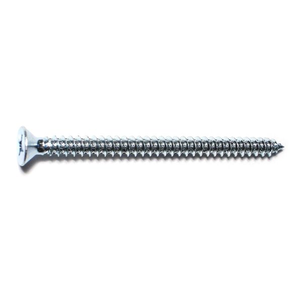 Midwest Fastener Sheet Metal Screw, #14 x 3-1/2 in, Zinc Plated Steel Flat Head Phillips Drive, 100 PK 50846